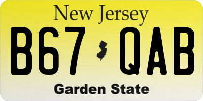 NJ license plate B67QAB
