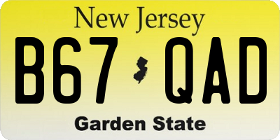 NJ license plate B67QAD