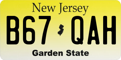 NJ license plate B67QAH