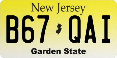 NJ license plate B67QAI