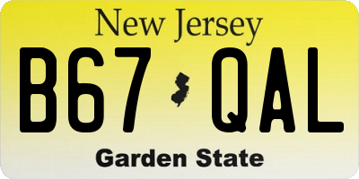 NJ license plate B67QAL
