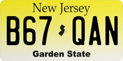 NJ license plate B67QAN