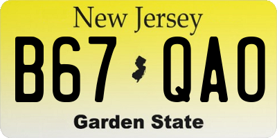 NJ license plate B67QAO