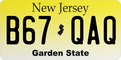 NJ license plate B67QAQ
