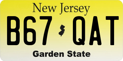 NJ license plate B67QAT