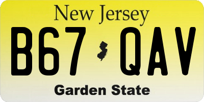NJ license plate B67QAV