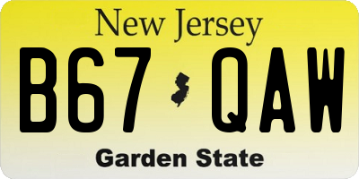 NJ license plate B67QAW