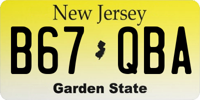 NJ license plate B67QBA
