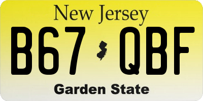 NJ license plate B67QBF