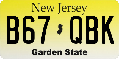 NJ license plate B67QBK