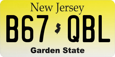 NJ license plate B67QBL