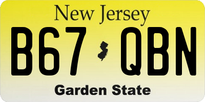 NJ license plate B67QBN