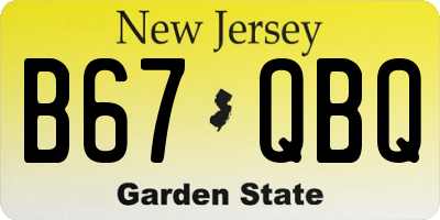 NJ license plate B67QBQ