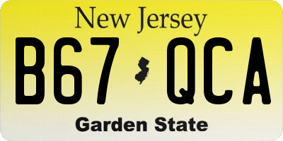 NJ license plate B67QCA