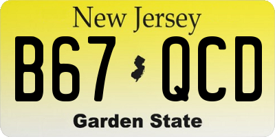 NJ license plate B67QCD