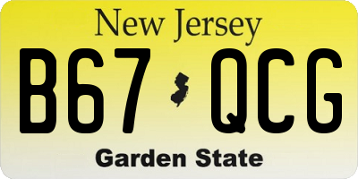 NJ license plate B67QCG