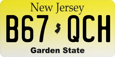 NJ license plate B67QCH