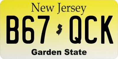 NJ license plate B67QCK