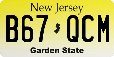 NJ license plate B67QCM