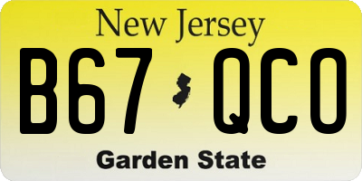 NJ license plate B67QCO