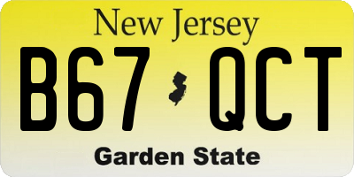 NJ license plate B67QCT