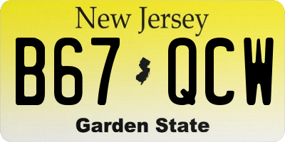NJ license plate B67QCW