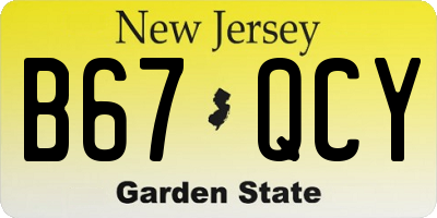 NJ license plate B67QCY