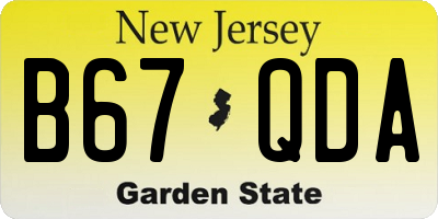 NJ license plate B67QDA
