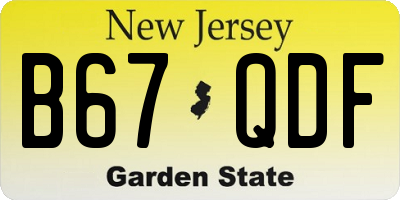 NJ license plate B67QDF