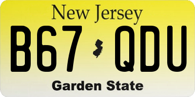 NJ license plate B67QDU