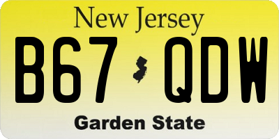 NJ license plate B67QDW