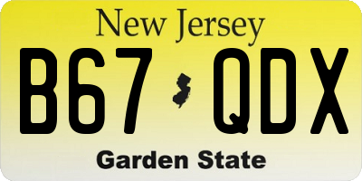 NJ license plate B67QDX