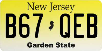 NJ license plate B67QEB