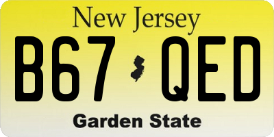 NJ license plate B67QED