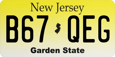NJ license plate B67QEG