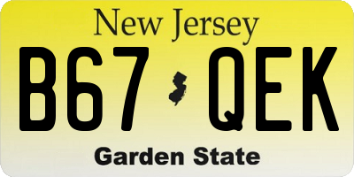 NJ license plate B67QEK