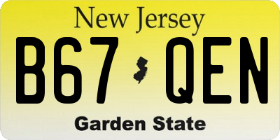 NJ license plate B67QEN