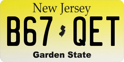 NJ license plate B67QET