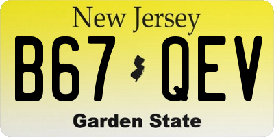 NJ license plate B67QEV