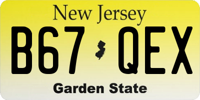 NJ license plate B67QEX