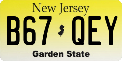 NJ license plate B67QEY