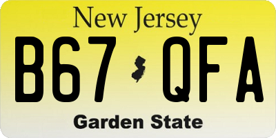 NJ license plate B67QFA