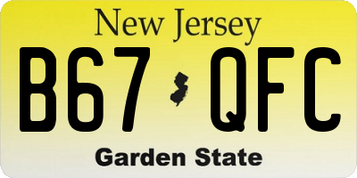 NJ license plate B67QFC
