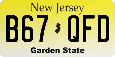 NJ license plate B67QFD