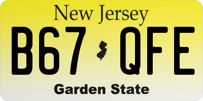 NJ license plate B67QFE