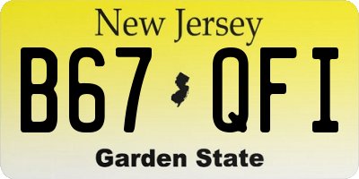NJ license plate B67QFI