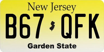 NJ license plate B67QFK