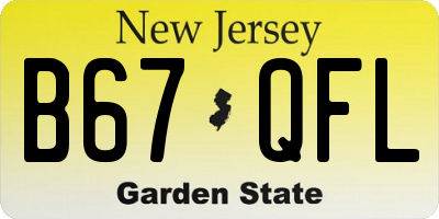 NJ license plate B67QFL