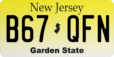 NJ license plate B67QFN