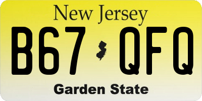 NJ license plate B67QFQ
